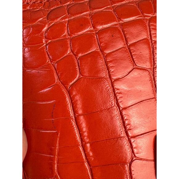 Jimmy Choo River Red Crocodile Embossed Leather Bag - Picture 13 of 14
